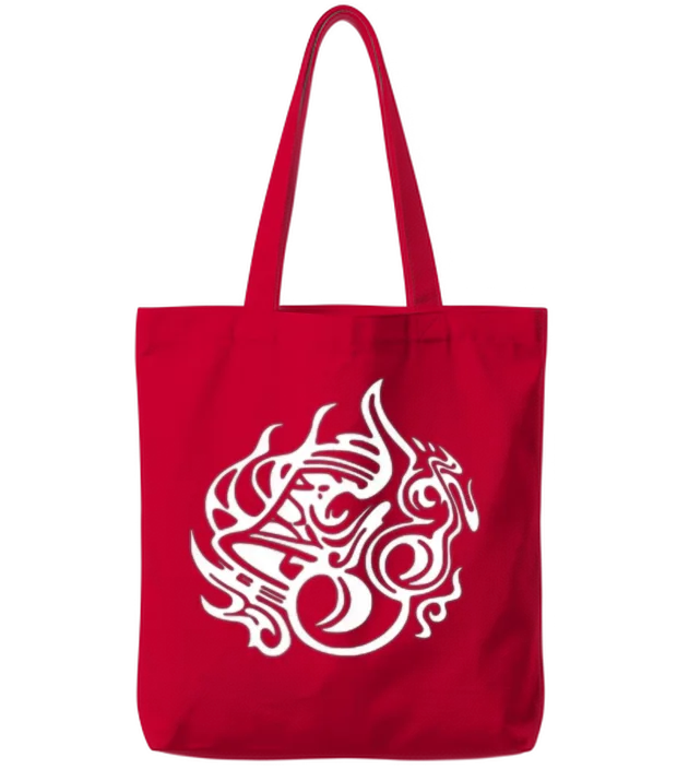 Hestia Familia Crest Emblem Front and Back Tote Bags - Red