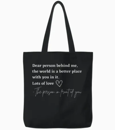 Liebe Person Hinter Mir Die Welt Ist Ein Besserer Ort Mit Dir Tote Bags - Black