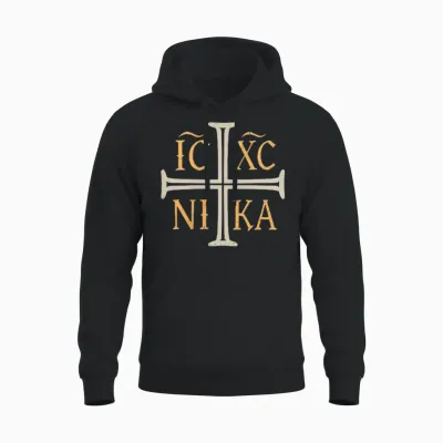 Ic Xc Nika Jesus Christ Conqueror Orthodox Christian Unisex Hoodie - Black