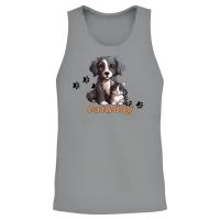 Cute Gray Cat and Dog Wit Each Other Unisex Tank Top - Sport Grey – 2