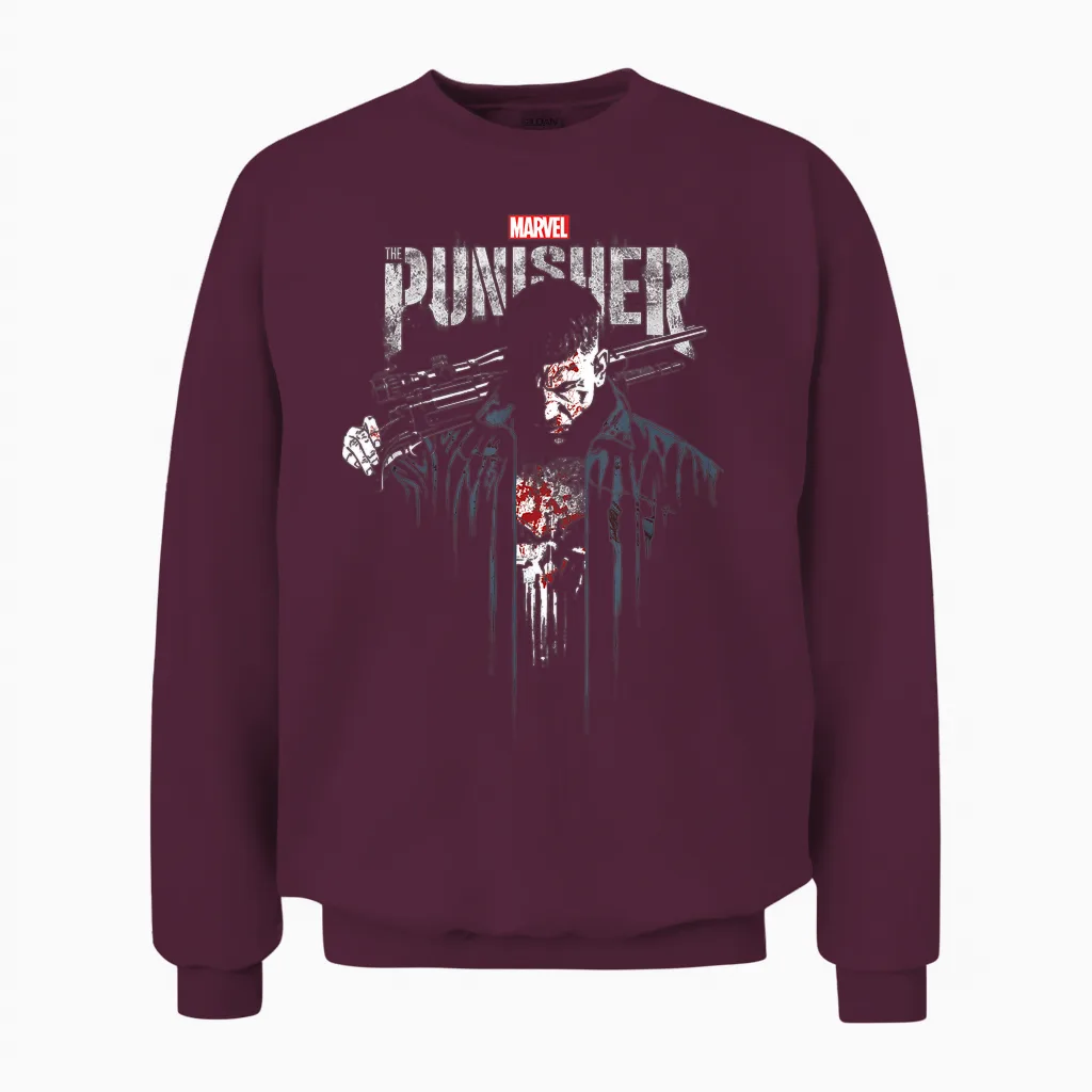 Marvel : the Punisher, Frank Castle, Justice T-Shirt, Black, S Unisex Sweatshirt in Maroon