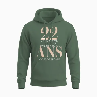 22 Years Wedding Gift Idea – Bronze Wedding Anniversary Unisex Hoodie - Military Green