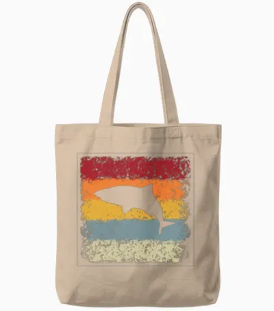 Shark Retro Tote Bags - Natural