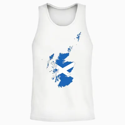 Scotland Flag of Scotland Outline - Scotland T-Shirt, Black Unisex Tank Top - White