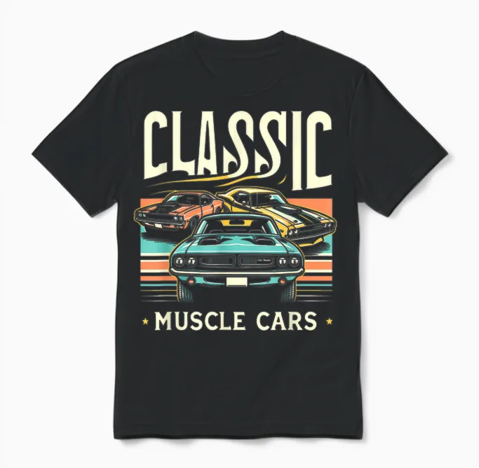 Classic Muscle Car Classic Vintage American Car Unisex T-Shirt in Black
