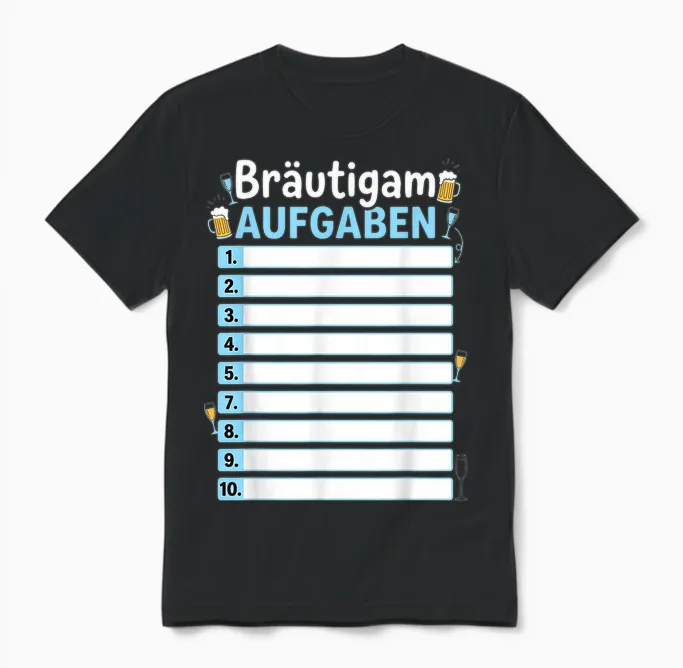 Bräutigam Aufgaben Jga Junggesellenabschied Unisex T-Shirt in Black