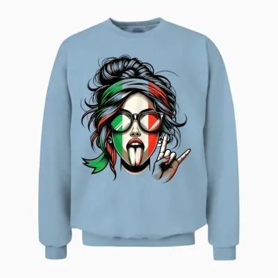 Artipalati Geschenke Italienisches Damen T-Shirt Mit Kurzarm in Weiß Und Bunt, Größe Xs, Klassisches Italien-Flaggen-Design, Ideal Für Geburtstage Unisex Sweatshirt - Light Blue