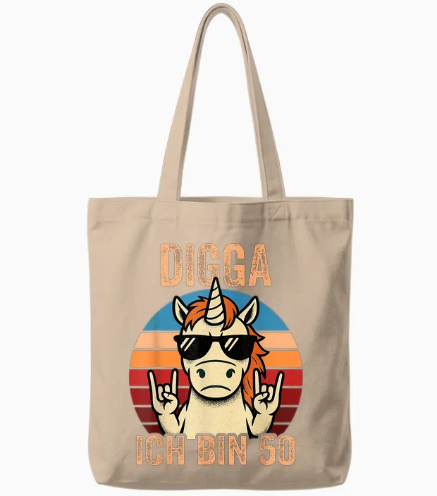 Digga Ich Bin 50 50th Birthday Man Tote Bags in Natural