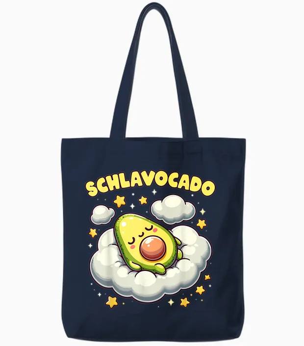 Schlavocado Lustiges Avocado Schlafshirt Nachtshirt Schlafen Tote Bags in Navy