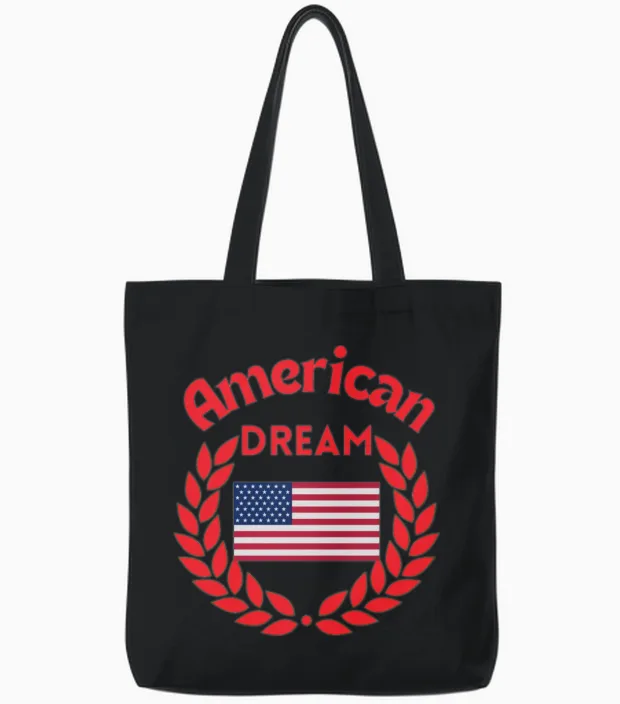 American Dream Usa Flag Original True Tote Bags in Black