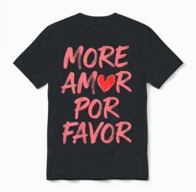 More Amor Por Favor Zitat Herz Unisex T-Shirt - Black