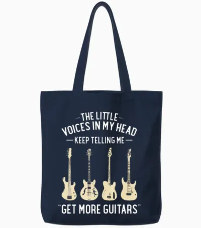 Funny Guitar Tote Bags - Navy