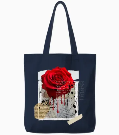 Streetwear Graphic Dark Floral Urban Aesthetic, Mens Fashion Tote Bags - Navy