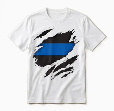 Thin Blue Line Leo Police Support Superhelden-T-Shirt Unisex T-Shirt - White