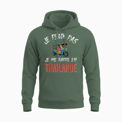 Je Peux Pas J'me Barre En Thailand Unisex Hoodie - Military Green