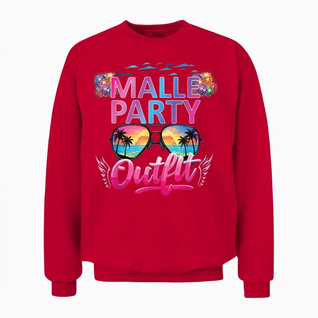 Malle Party Gruppenshirt Mallorca Outfit Damen Herren Party Unisex Sweatshirt in Red