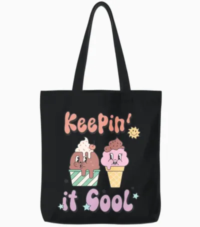 Keepin' It Cool Retro Summer Tote Bags - Black
