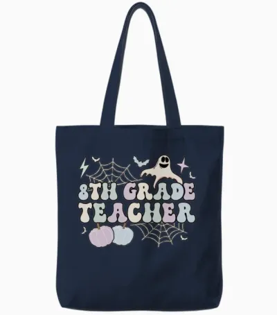 8th Grade Teacher Halloween Eighth Grade Crew Tote Bags - Navy