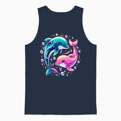 Dolphin Colorful Sea Ocean Animal Dolphin Unisex Tank Top - Navy