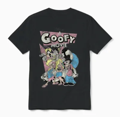 Disney a Goofy Movie T-Shirt, White, S Unisex T-Shirt - Black