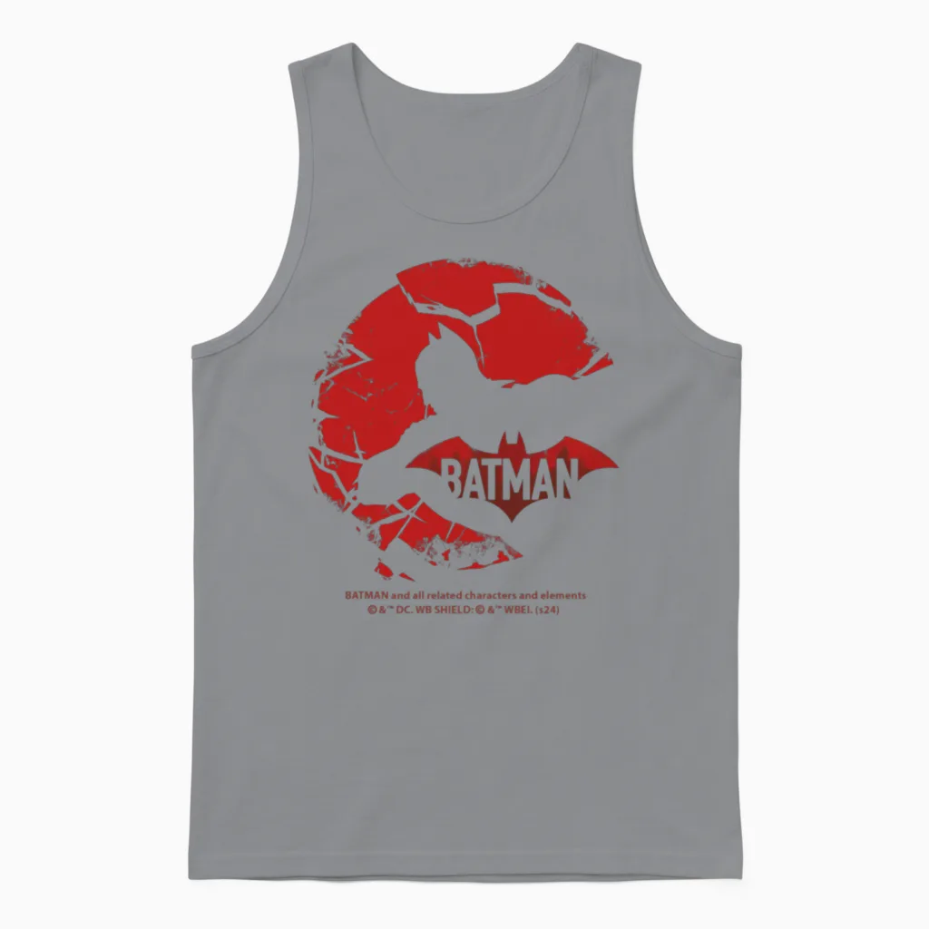 Batman with Broken Glass in Red Design Unisex Tank Top in Sport Grey