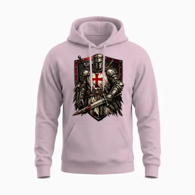 Chevalier Templier Chrétien Guerrier De Dieu Croisé Unisex Hoodie - Light Pink