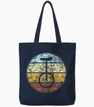 Unicycle Retro Tote Bags - Navy