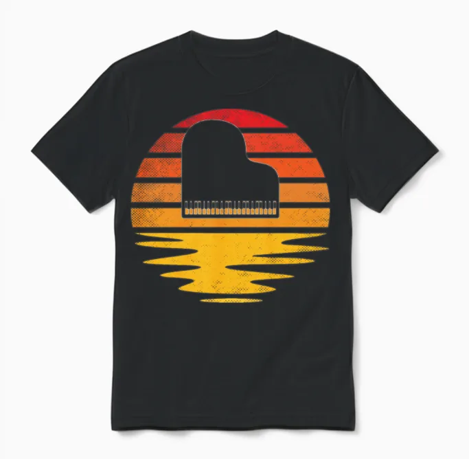 Piano Retro - & Keys Unisex T-Shirt in Black