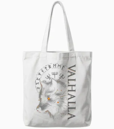 Valhalla Wolf Boussole Viking Avec Runes D'odin Tote Bags - White