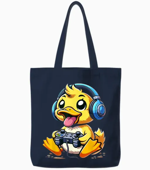 Funny Duck Gamer Videogame Ducks Tote Bags - Navy