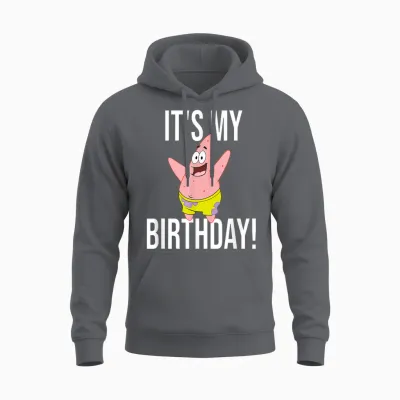 Mademark X Spongebob Squarepants - Patrick Star - It's My Birthday! Unisex Hoodie - Charcoal
