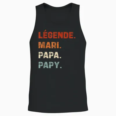 Légende Mari Papa Papy Idée-Cadeau Humour Homme Grand-Père Unisex Tank Top - Black
