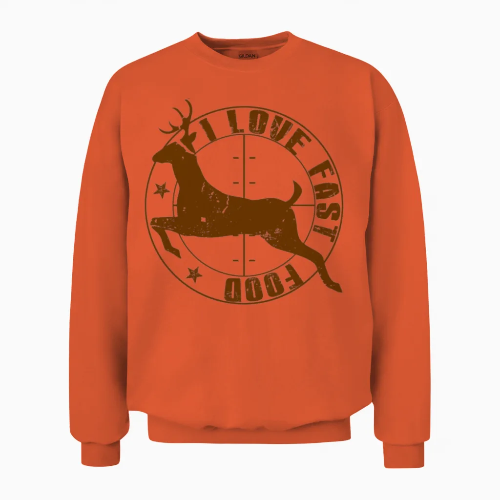 I Love Fast Food Unisex Sweatshirt in Orange