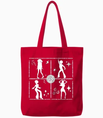 Retro Dance Wall B Tote Bags - Red