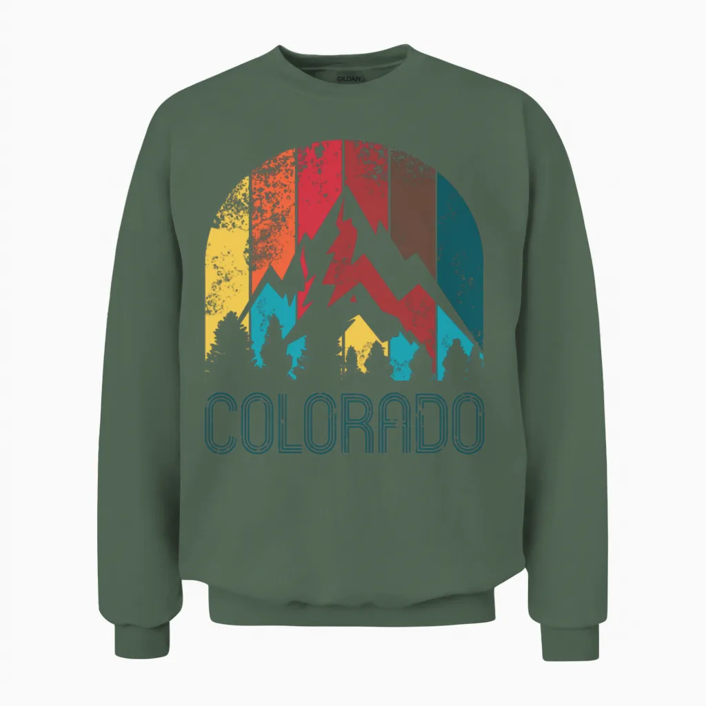 Retro Colorado Design for Men Women and Kids Unisex Sweatshirt in Military Green