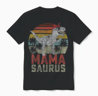 Mamasaurus T Rex Dinosaur Mama Saurus Family Matching Women Unisex T-Shirt - Black