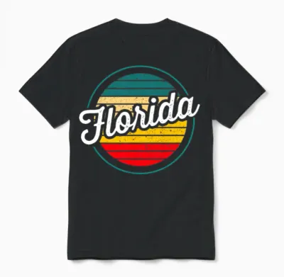 Florida Retro Sunset Unisex T-Shirt - Black