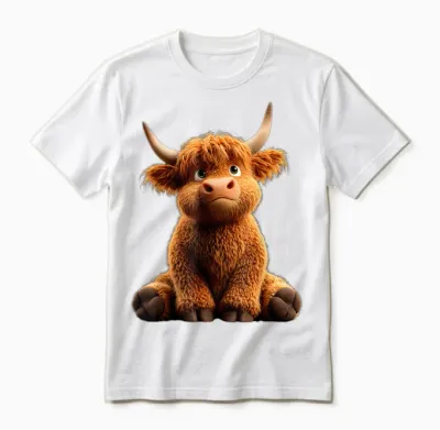 Kuh Highland Cow Hochlandrind Bauer Rind Bauernhof Süße Kühe Unisex T-Shirt - White
