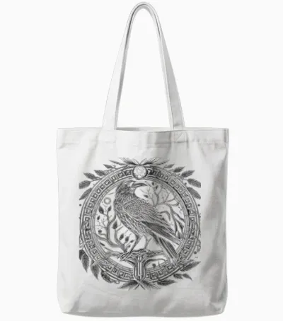 Odins Rabe Wikinger Nordische Runen Viking Mythologie Tote Bags - White