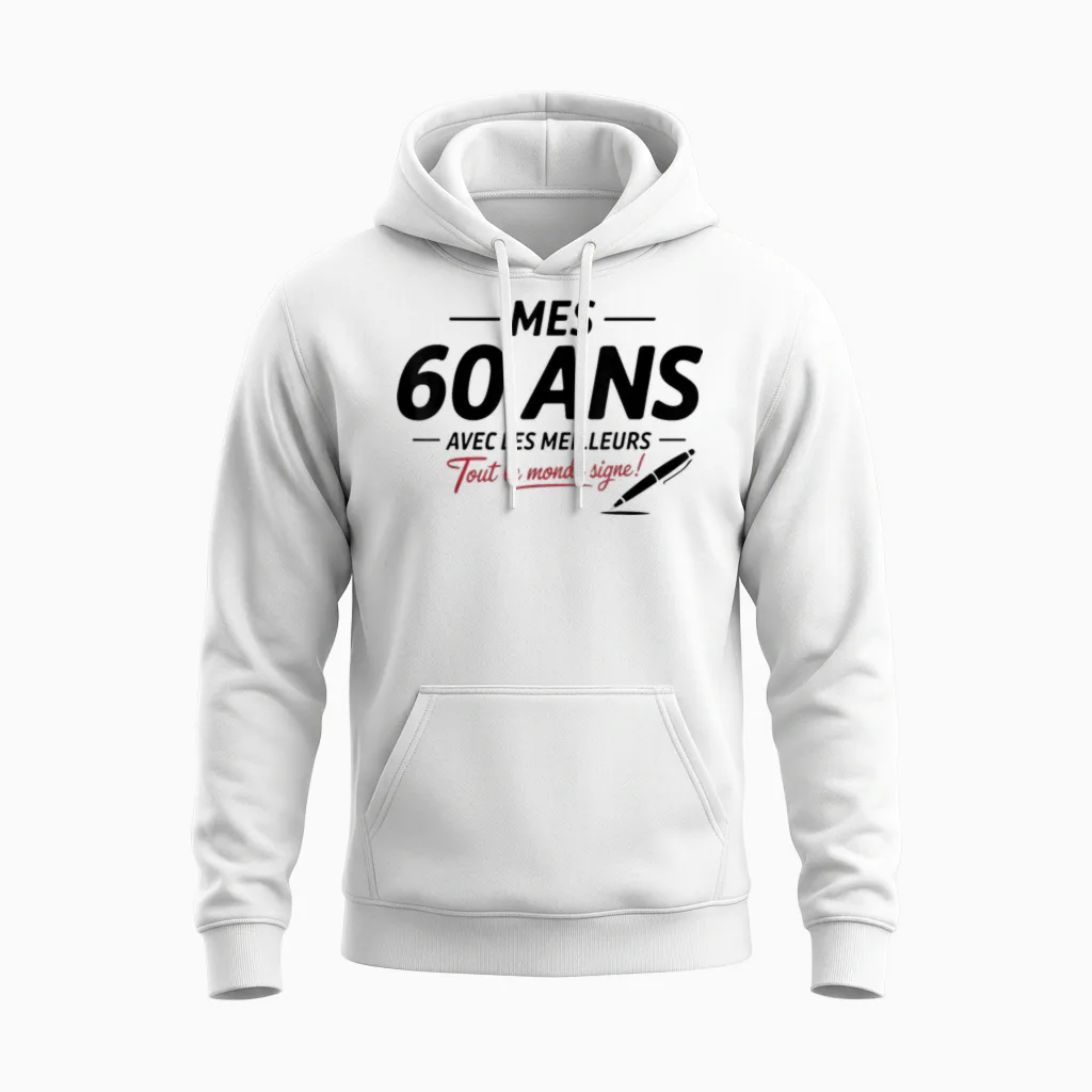 60th Birthday Man Woman 60 Years 1965 Funny Gift Unisex Hoodie in White