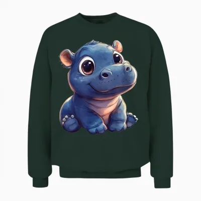 Adorable Hippo Moo Deng T-Shirt, Black, S Unisex Sweatshirt - Forest