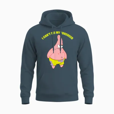 Mademark X Spongebob Squarepants - Patrick Star - I Can't See My Forehead Unisex Hoodie - Dark Heather
