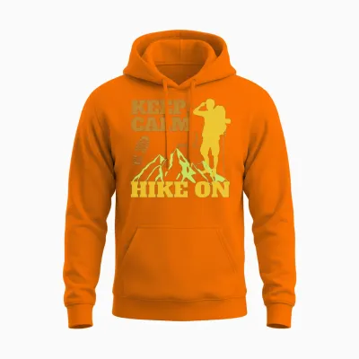 Keep Calm and Hike On Unisex Hoodie - Safety Orange