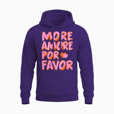 More Amore Por Favor X Mehr Liebe Selbstliebe Selflove Back T-Shirt, Black Unisex Hoodie - Purple