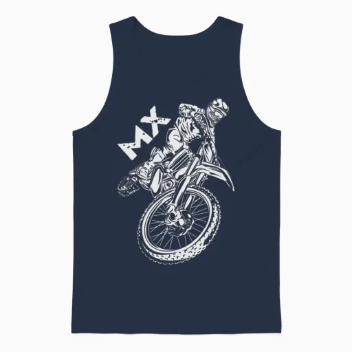 Motocross Mx Rider Motorcycles Unisex Tank Top in Navy