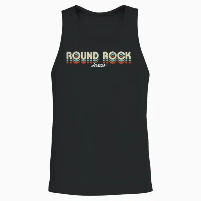 Retro Round Rock Texas Unisex Tank Top - Black