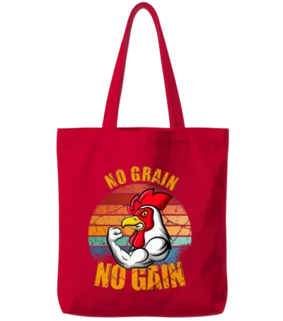 Funny Chicken Fitness Bodybuilder Say No Grain No Tote Bags - Red