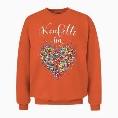Confetti in the Heart Carnival T-Shirt, Black Unisex Sweatshirt - Orange