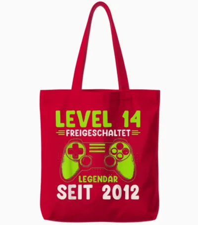 Level 14 Geburtstag Junge Gamer Mann Deko Jahrgang 2012 Tote Bags - Red