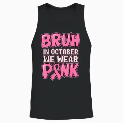 Breast Cancer Awareness October We Wear Pink Boys Kids Teens Unisex Tank Top - Black